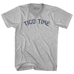 Tico Time Adult Cotton V-neck T-shirt - Grey Heather