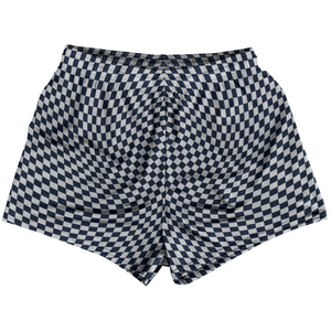 Warped Checkerboard Womens & Girls Sport Shorts End Made In USA - Blue Navy And Grey Medium Warped Checkerboard Womens & Girls Sport Shorts End Made In USA - Blue Navy And Grey Medium