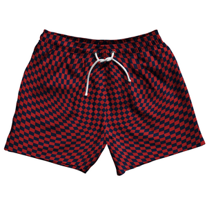 Warped Checkerboard 5" Swim Shorts Made in USA - Blue Navy And Red Dark Warped Checkerboard 5" Swim Shorts Made in USA - Blue Navy And Red Dark