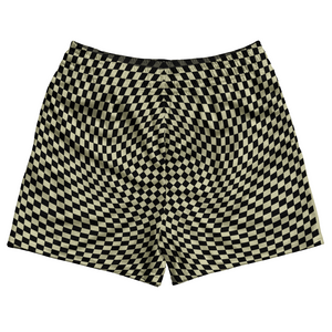Warped Checkerboard Rugby Shorts Made In USA - Vegas Gold And Black Warped Checkerboard Rugby Shorts Made In USA - Vegas Gold And Black