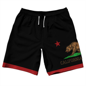 California US State Flag 10" Swim Shorts Made in USA - Black