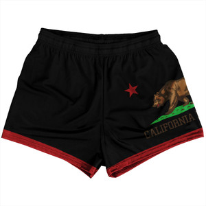 California US State Flag Womens & Girls Sport Shorts End Made In USA - Black