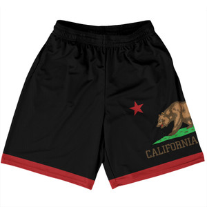 California US State Flag Basketball Practice Shorts Made In USA - Black California US State Flag Basketball Practice Shorts Made In USA - Black