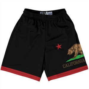California US State Flag Lacrosse Shorts Made In USA - Black California US State Flag Lacrosse Shorts Made In USA - Black