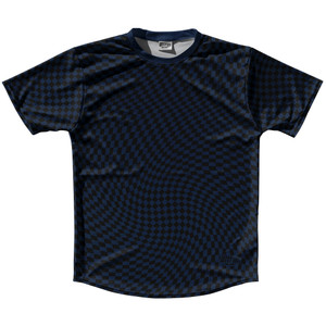 Warped Checkerboard Running Shirt Track Cross Made In USA - Blue Navy And Black Warped Checkerboard Running Shirt Track Cross Made In USA - Blue Navy And Black
