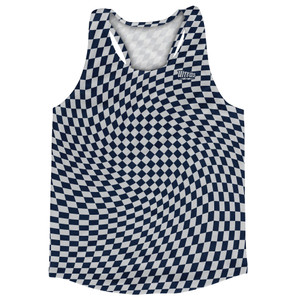 Warped Checkerboard Running Track Tops Made In USA - Blue Navy And Grey Medium Warped Checkerboard Running Track Tops Made In USA - Blue Navy And Grey Medium