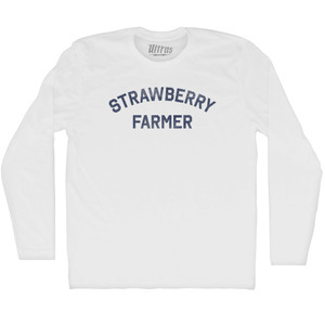 Strawberry Farmer Adult Cotton Long Sleeve T-shirt - White