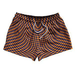 Warped Checkerboard 2.5" Swim Shorts Made in USA - Blue Royal And Tennessee Orange Warped Checkerboard 2.5" Swim Shorts Made in USA - Blue Royal And Tennessee Orange