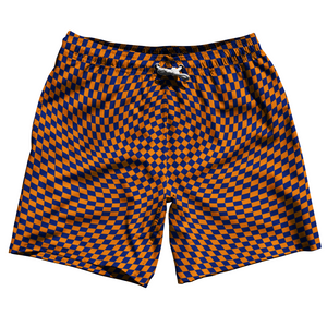 Warped Checkerboard Swim Shorts 7" Made in USA - Blue Royal And Tennessee Orange Warped Checkerboard Swim Shorts 7" Made in USA - Blue Royal And Tennessee Orange