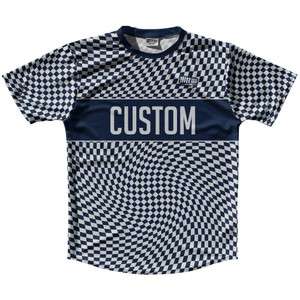 Warped Checkerboard Custom Running Shirt Track Cross Made In USA - Blue Navy And Grey Medium Warped Checkerboard Custom Running Shirt Track Cross Made In USA - Blue Navy And Grey Medium