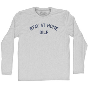 STAY AT HOME DILF Adult Cotton Long Sleeve T-shirt - Grey Heather STAY AT HOME DILF Adult Cotton Long Sleeve T-shirt - Grey Heather
