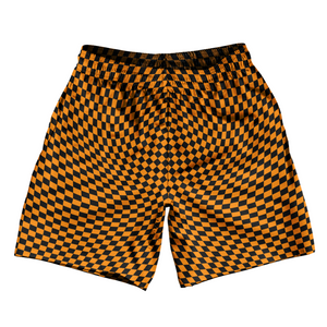 Warped Checkerboard Soccer Shorts Made In USA - Orange Tennessee And Black Warped Checkerboard Soccer Shorts Made In USA - Orange Tennessee And Black
