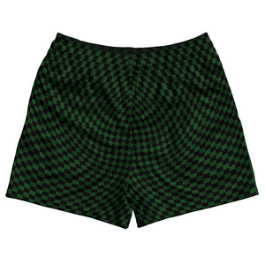 Warped Checkerboard Rugby Shorts Made In USA - Green Hunter And Black Warped Checkerboard Rugby Shorts Made In USA - Green Hunter And Black