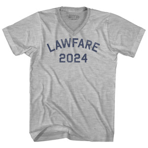Lawfare 2024 Adult Cotton V-neck T-shirt - Grey Heather
