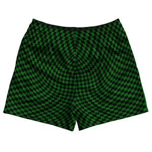 Warped Checkerboard Rugby Shorts Made In USA - Green Kelly And Black Warped Checkerboard Rugby Shorts Made In USA - Green Kelly And Black