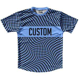 Warped Checkerboard Custom Running Shirt Track Cross Made In USA - Blue Carolina And Black Warped Checkerboard Custom Running Shirt Track Cross Made In USA - Blue Carolina And Black