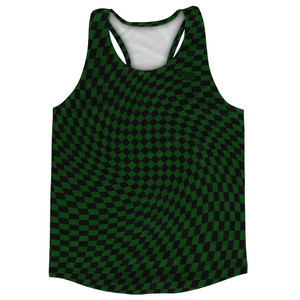 Warped Checkerboard Running Track Tops Made In USA - Green Forest And Black Warped Checkerboard Running Track Tops Made In USA - Green Forest And Black