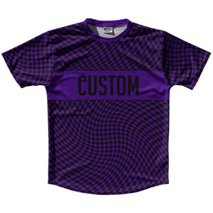 Warped Checkerboard Custom Running Shirt Track Cross Made In USA - Purple Lakers And Black Warped Checkerboard Custom Running Shirt Track Cross Made In USA - Purple Lakers And Black