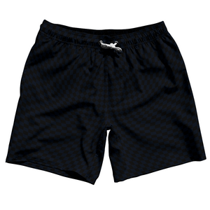 Warped Checkerboard Swim Shorts 7" Made in USA - Blue Navy Almost Black And Black Warped Checkerboard Swim Shorts 7" Made in USA - Blue Navy Almost Black And Black