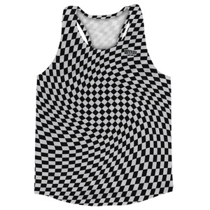 Warped Checkerboard Running Track Tops Made In USA - Grey Medium And Black Warped Checkerboard Running Track Tops Made In USA - Grey Medium And Black