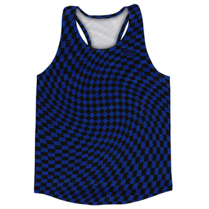 Warped Checkerboard Running Track Tops Made In USA - Blue Royal And Black Warped Checkerboard Running Track Tops Made In USA - Blue Royal And Black
