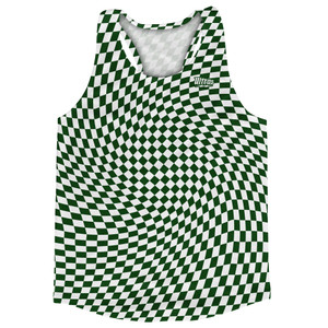 Warped Checkerboard Running Track Tops Made In USA - Green Forest And White Warped Checkerboard Running Track Tops Made In USA - Green Forest And White
