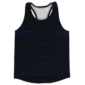 Warped Checkerboard Custom Running Track Tops Made In USA - Blue Navy Almost Black And Black Warped Checkerboard Custom Running Track Tops Made In USA - Blue Navy Almost Black And Black