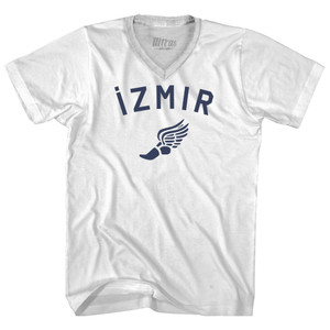 Izmir Running Track Winged Foot Adult Tri-Blend V-neck T-shirt - White Izmir Running Track Winged Foot Adult Tri-Blend V-neck T-shirt - White