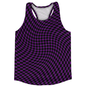 Warped Checkerboard Running Track Tops Made In USA - Purple Medium And Black Warped Checkerboard Running Track Tops Made In USA - Purple Medium And Black