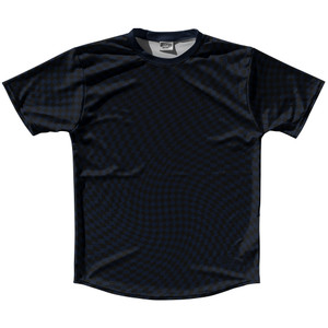 Warped Checkerboard Running Shirt Track Cross Made In USA - Blue Navy Almost Black And Black Warped Checkerboard Running Shirt Track Cross Made In USA - Blue Navy Almost Black And Black
