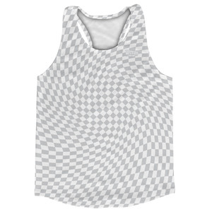 Warped Checkerboard Running Track Tops Made In USA - Grey Medium And White Warped Checkerboard Running Track Tops Made In USA - Grey Medium And White