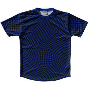 Warped Checkerboard Running Shirt Track Cross Made In USA - Blue Royal And Black Warped Checkerboard Running Shirt Track Cross Made In USA - Blue Royal And Black