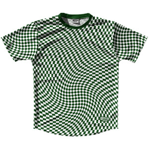 Warped Checkerboard Running Shirt Track Cross Made In USA - Green Forest And White Warped Checkerboard Running Shirt Track Cross Made In USA - Green Forest And White