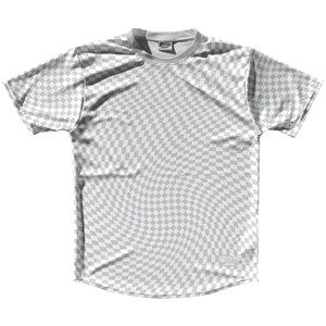 Warped Checkerboard Running Shirt Track Cross Made In USA - Grey Medium And White Warped Checkerboard Running Shirt Track Cross Made In USA - Grey Medium And White