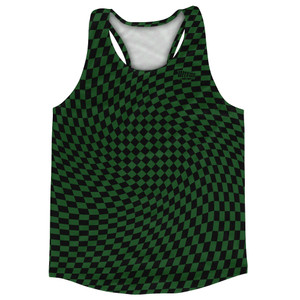 Warped Checkerboard Running Track Tops Made In USA - Green Hunter And Black Warped Checkerboard Running Track Tops Made In USA - Green Hunter And Black