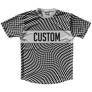 Warped Checkerboard Custom Running Shirt Track Cross Made In USA - Grey Medium And Black Warped Checkerboard Custom Running Shirt Track Cross Made In USA - Grey Medium And Black