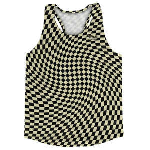 Warped Checkerboard Running Track Tops Made In USA - Vegas Gold And Black Warped Checkerboard Running Track Tops Made In USA - Vegas Gold And Black