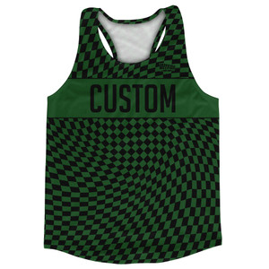 Warped Checkerboard Custom Running Track Tops Made In USA - Green Hunter And Black Warped Checkerboard Custom Running Track Tops Made In USA - Green Hunter And Black