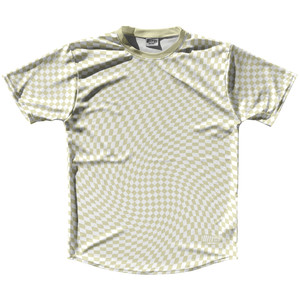 Warped Checkerboard Running Shirt Track Cross Made In USA - Vegas Gold And White Warped Checkerboard Running Shirt Track Cross Made In USA - Vegas Gold And White