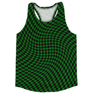 Warped Checkerboard Running Track Tops Made In USA - Green Kelly And Black Warped Checkerboard Running Track Tops Made In USA - Green Kelly And Black