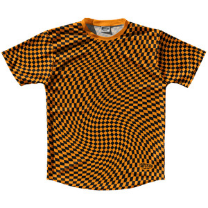 Warped Checkerboard Running Shirt Track Cross Made In USA - Orange Tennessee And Black Warped Checkerboard Running Shirt Track Cross Made In USA - Orange Tennessee And Black