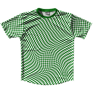 Warped Checkerboard Running Shirt Track Cross Made In USA - Green Kelly And White Warped Checkerboard Running Shirt Track Cross Made In USA - Green Kelly And White