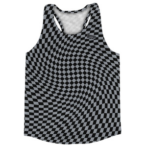 Warped Checkerboard Running Track Tops Made In USA - Grey Dark And Black Warped Checkerboard Running Track Tops Made In USA - Grey Dark And Black
