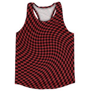 Warped Checkerboard Running Track Tops Made In USA - Red Dark And Black Warped Checkerboard Running Track Tops Made In USA - Red Dark And Black