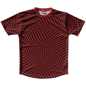 Warped Checkerboard Running Shirt Track Cross Made In USA - Red Dark And Black Warped Checkerboard Running Shirt Track Cross Made In USA - Red Dark And Black