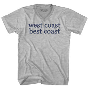 West Coast Best Coast Rage Font Adult Cotton V-neck T-shirt - Grey Heather West Coast Best Coast Rage Font Adult Cotton V-neck T-shirt - Grey Heather