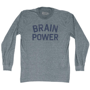 Brain Power Adult Tri-Blend Long Sleeve T-shirt - Athletic Grey