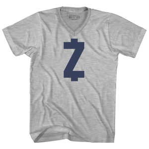 Z Money Adult Cotton V-neck T-shirt - Grey Heather