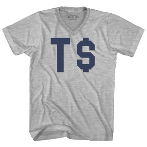 T Money Adult Cotton V-neck T-shirt - Grey Heather