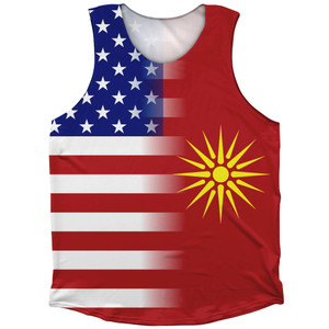 American Flag And Macedonia Flag Combination Athletic Tank Top